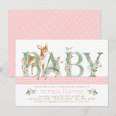 Meisjes Woodland Deer Baby Shower Uitnodigingen (Voorkant / Achterkant)