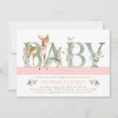 Meisjes Woodland Deer Baby Shower Uitnodigingen (Voorkant)