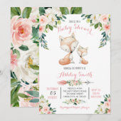 Meisjes Woodland fox Baby Douche Uitnodigingen (Voorkant / Achterkant)