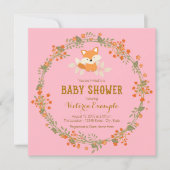 Meisjes Woodland Fox Baby shower Kaart (Voorkant)