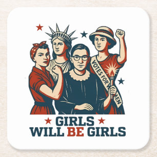 Meisjes worden meisjes feminisme vrouwen empowerme kartonnen onderzetters