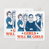 Meisjes worden patriottisch feministisch 4 juli kaart (Voorkant / Achterkant)