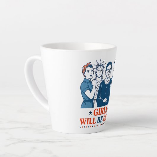 Meisjes worden patriottisch feministisch 4 juli latte mok (Linkerhoek)