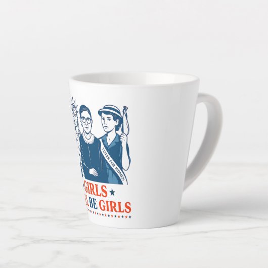 Meisjes worden patriottisch feministisch 4 juli latte mok (Rechterhoek)