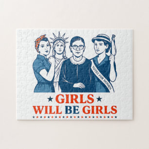 Meisjes worden patriottisch feministisch 4 juli legpuzzel