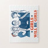 Meisjes worden patriottisch feministisch 4 juli legpuzzel (Verticaal)