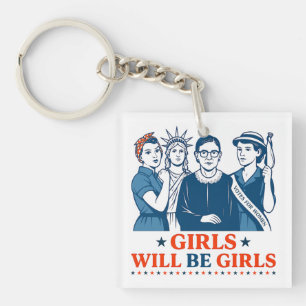 Meisjes worden patriottisch feministisch 4 juli sleutelhanger