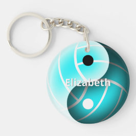 meisjes yin en yang turquoise volleyball sleutelhanger