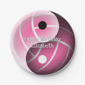 meisjes yin yang volleyball roze Elke kleurenverja Papieren Bordje (Voorkant)