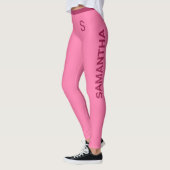 Meisjes Zacht Roze met  naam en monogram Leggings (Links)