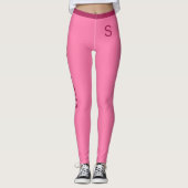 Meisjes Zacht Roze met naam en monogram Leggings (Voorkant)