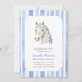 Meisjes zadelen Preppy Pony Horse Stripe Verjaarda Kaart (Voorkant)