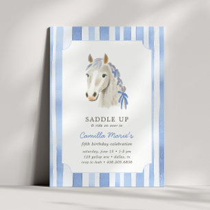Meisjes zadelen Preppy Pony Horse Stripe Verjaarda Kaart