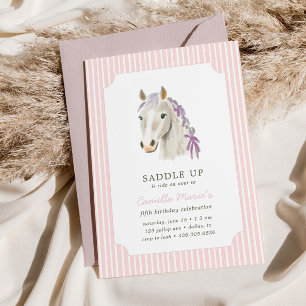 Meisjes Zadelen Up Preppy Pony Horse Roze Verjaard Kaart