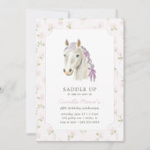 Meisjes Zadelen Up Preppy Pony Horse Roze Verjaard Kaart (Voorkant)