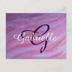 Meisjes Zebra Abstract   Paars monogram crèmeroze Briefkaart