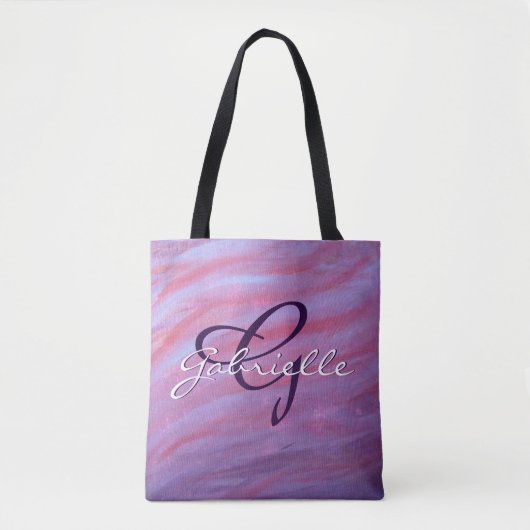 Meisjes Zebra Abstract | Paars monogram crèmeroze Tote Bag (Voorkant)