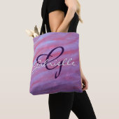 Meisjes Zebra Abstract | Paars monogram crèmeroze Tote Bag (Dichtbij)
