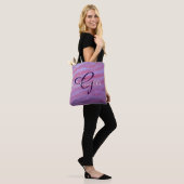 Meisjes Zebra Abstract | Paars monogram crèmeroze Tote Bag (Op model)