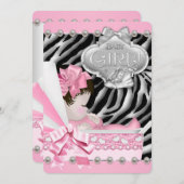 Meisjes Zebra Baby shower Kaart (Voorkant / Achterkant)