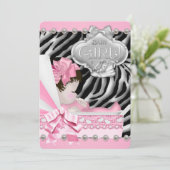 Meisjes Zebra Baby shower Kaart (Staand voorkant)
