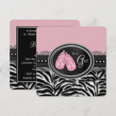 Meisjes Zebra Baby shower Kaart (Voorkant / Achterkant)