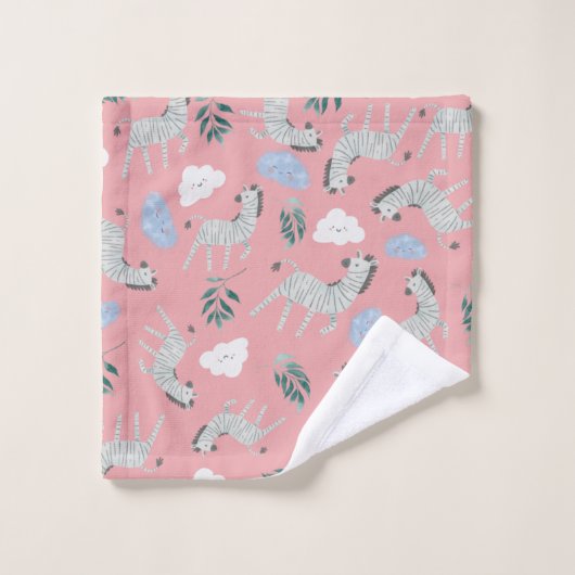 Meisjes zebra safari in het oerwoud roze meisje bad handdoek (Wasdoekje)