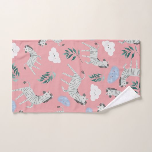 Meisjes zebra safari in het oerwoud roze meisje bad handdoek (Handdoek)