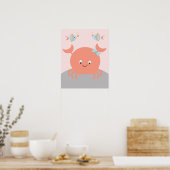 Meisjes Zee Ocean Life Pink Crab Art Poster (Keuken)