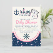 Meisjes Zeekundige Baby Shower Kaart (Staand voorkant)