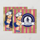 Meisjes Zeemansbabyfeestje Kaart (Voorkant / Achterkant)