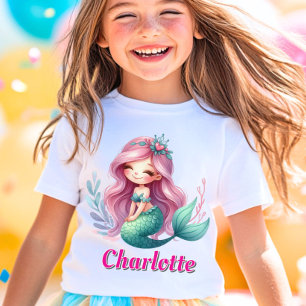 Meisjes Zeemeermin aangepaste naam  T-shirt