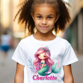 Meisjes Zeemeermin aangepaste naam verjaardag T-shirt