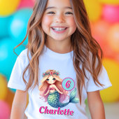 Meisjes Zeemeermin leeftijd en naam verjaardag T-shirt