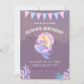 Meisjes Zeemeermin Onder Het Zee Verjaardag, Meisj Kaart (Voorkant)