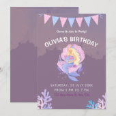 Meisjes Zeemeermin Onder Het Zee Verjaardag, Meisj Kaart (Voorkant / Achterkant)