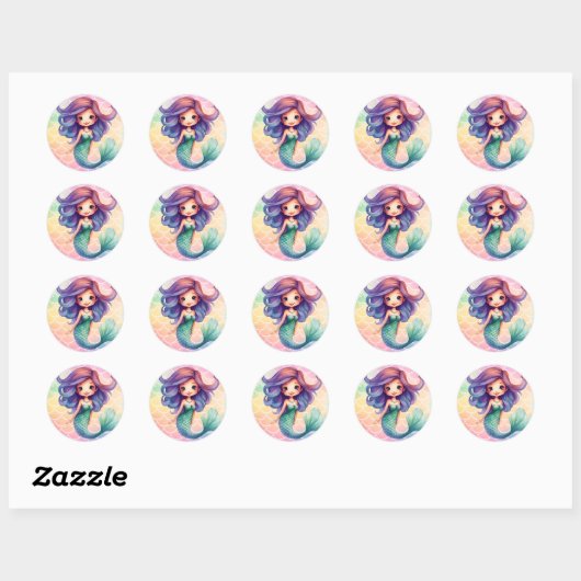 Meisjes zeemeermin stickers (Vel)