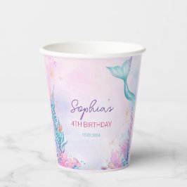 Meisjes Zeemeermin verjaardagsfeestje gepersonalis Papieren Bekers