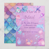 MEISJES ZEEMEERMIN ZEE THEMA, FEEST DIGITALE UITNO KAART (Voorkant / Achterkant)