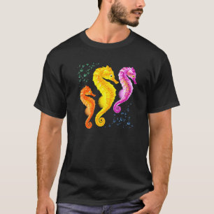 Meisjes Zeepaardje Retro Vintage Mariene Vis T-shirt