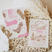 Meisje's zesde Rodeo Verjaardag uitnodiging