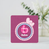 Meisjes zesde verjaardag Zes jaar oud Roze Blauw 0 Kaart (Staand voorkant)