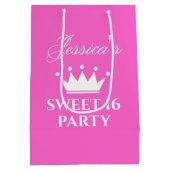 Meisjes zestiende 16e verjaardag hotroze medium cadeauzakje (Achterkant)