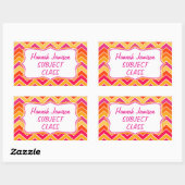 Meisjes zigzag naam klasse onderwerp label sticker (Vel)