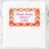 Meisjes zigzag naam klasse onderwerp label sticker (Tas)