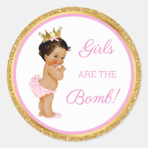 Meisjes zijn de bom! Badcadeau Enz Roze Goud Class Ronde Sticker