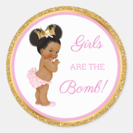 Meisjes zijn de bom! Badcadeau etc roze goud Class Ronde Sticker