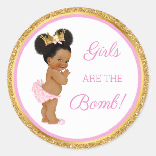 Meisjes zijn de bom! Badcadeau etc roze goud Class Ronde Sticker