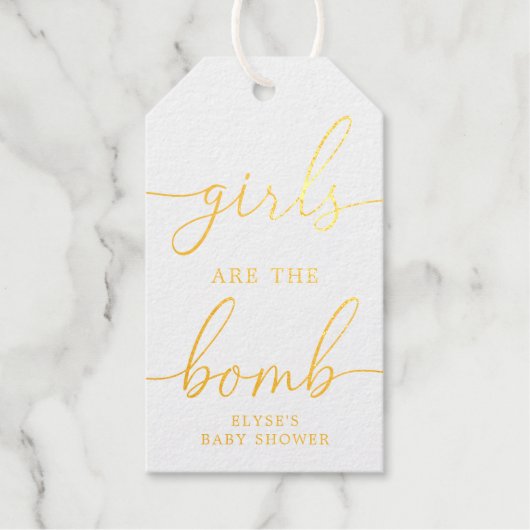 Meisjes zijn de bomb Gold Foil Favor Gift Label (Voorkant)
