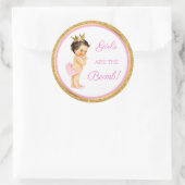 Meisjes zijn de bommel! Bath Gift Etc roze Gold Ronde Sticker (Tas)